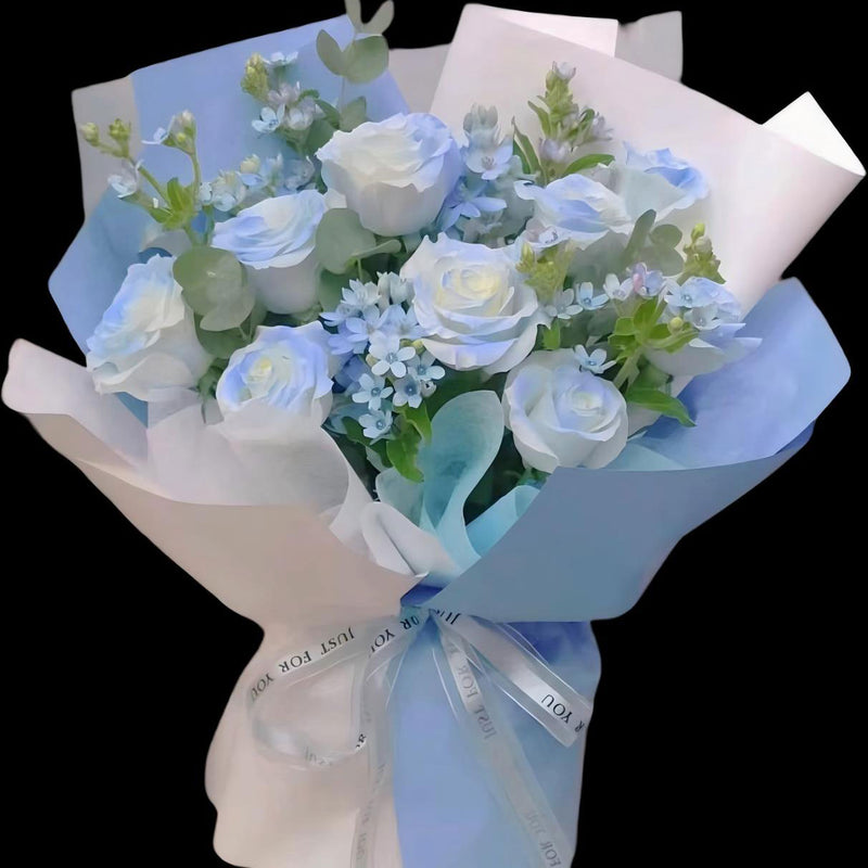 冰雪融化 碎冰藍花束